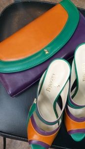 2pcs set of Italian shoe and purse  (pure leather)